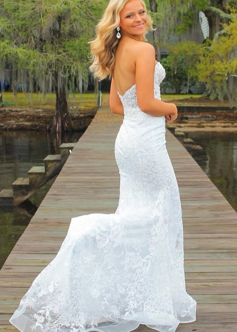 Sevoba|Black Sweetheart Lace Appliques Mermaid Long Prom Dresses