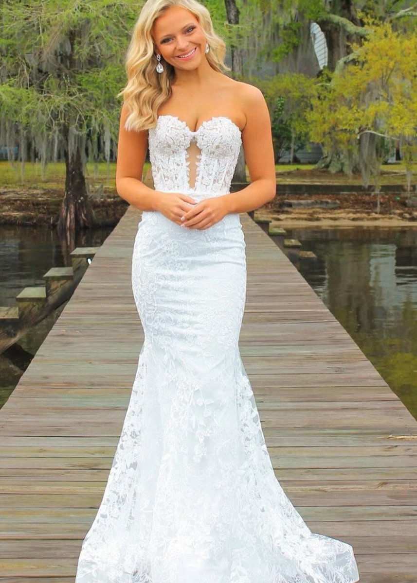 Sevoba|Black Sweetheart Lace Appliques Mermaid Long Prom Dresses