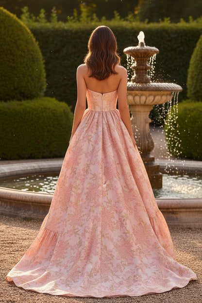 Pleated Sleeveless  Long Pom Dress with Floral and Butterfly Patterns | Sevoba