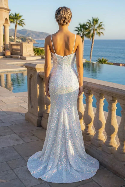 Sequin Spaghetti Strap Mermaid Prom Dress | Sevoba