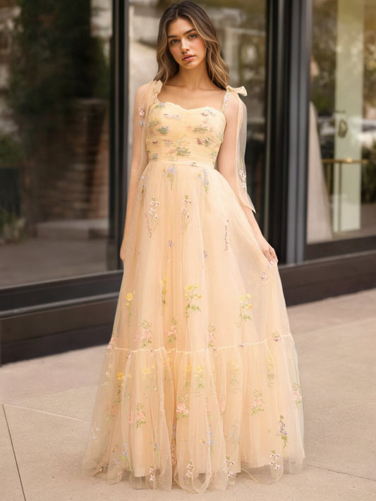 Sevoba|A Line Sweetheart Long Prom Dress with Embroidery