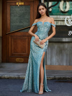 Sevoba | Bodycon Corset Bodice High Slit Gown Jade