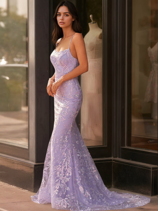 Sevoba|Mermaid Scoop Lace Long Prom Dress