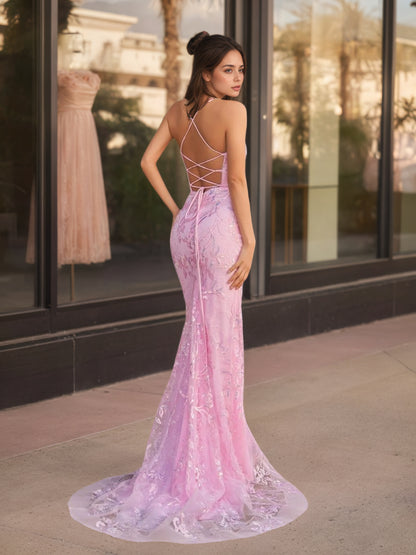 Sevoba|Mermaid Scoop Lace Long Prom Dress