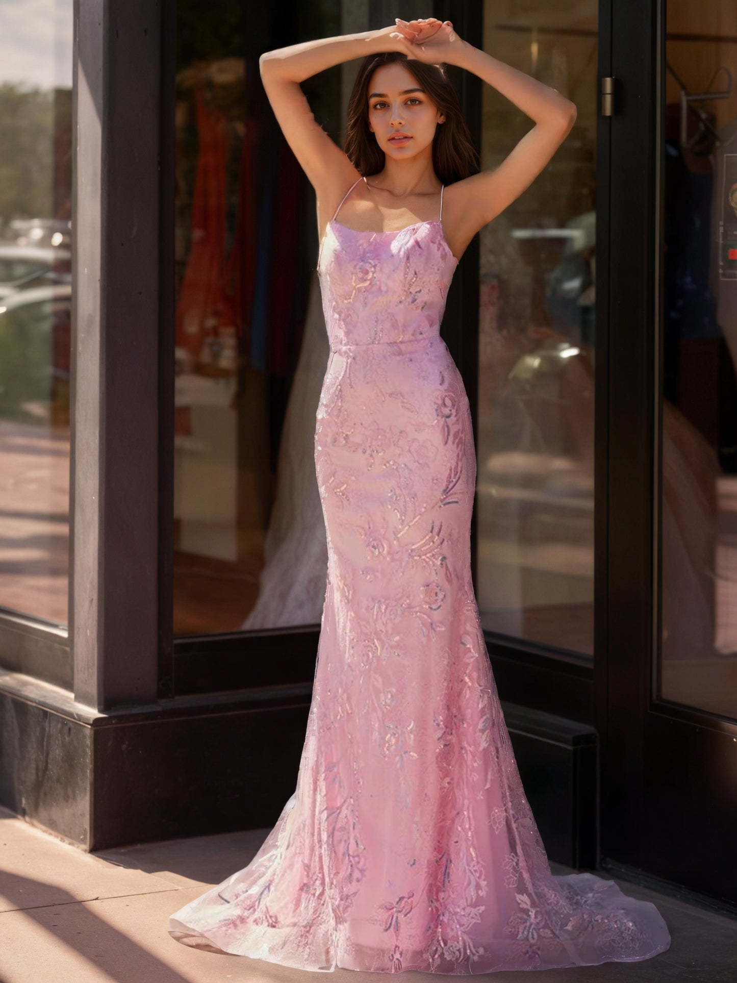 Sevoba|Mermaid Scoop Lace Long Prom Dress