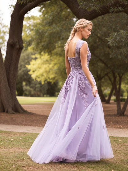 Sevoba|Sweet-Heart Tulle One Shoulder Floor Length Prom Dress