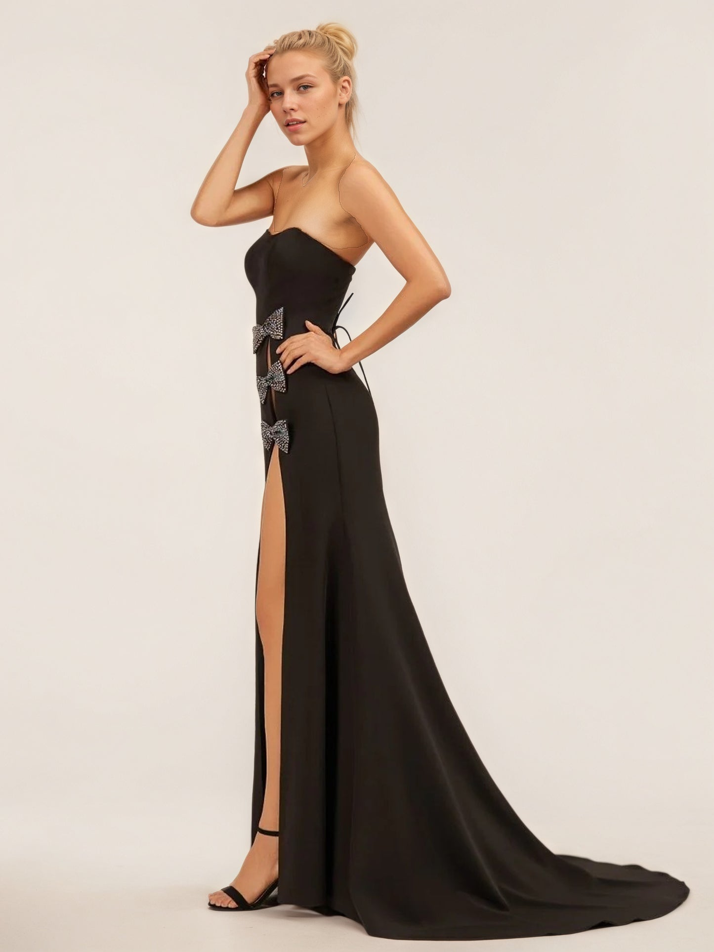 Sevoba|Sweetheart Black Mermaid Prom Dress with Bow