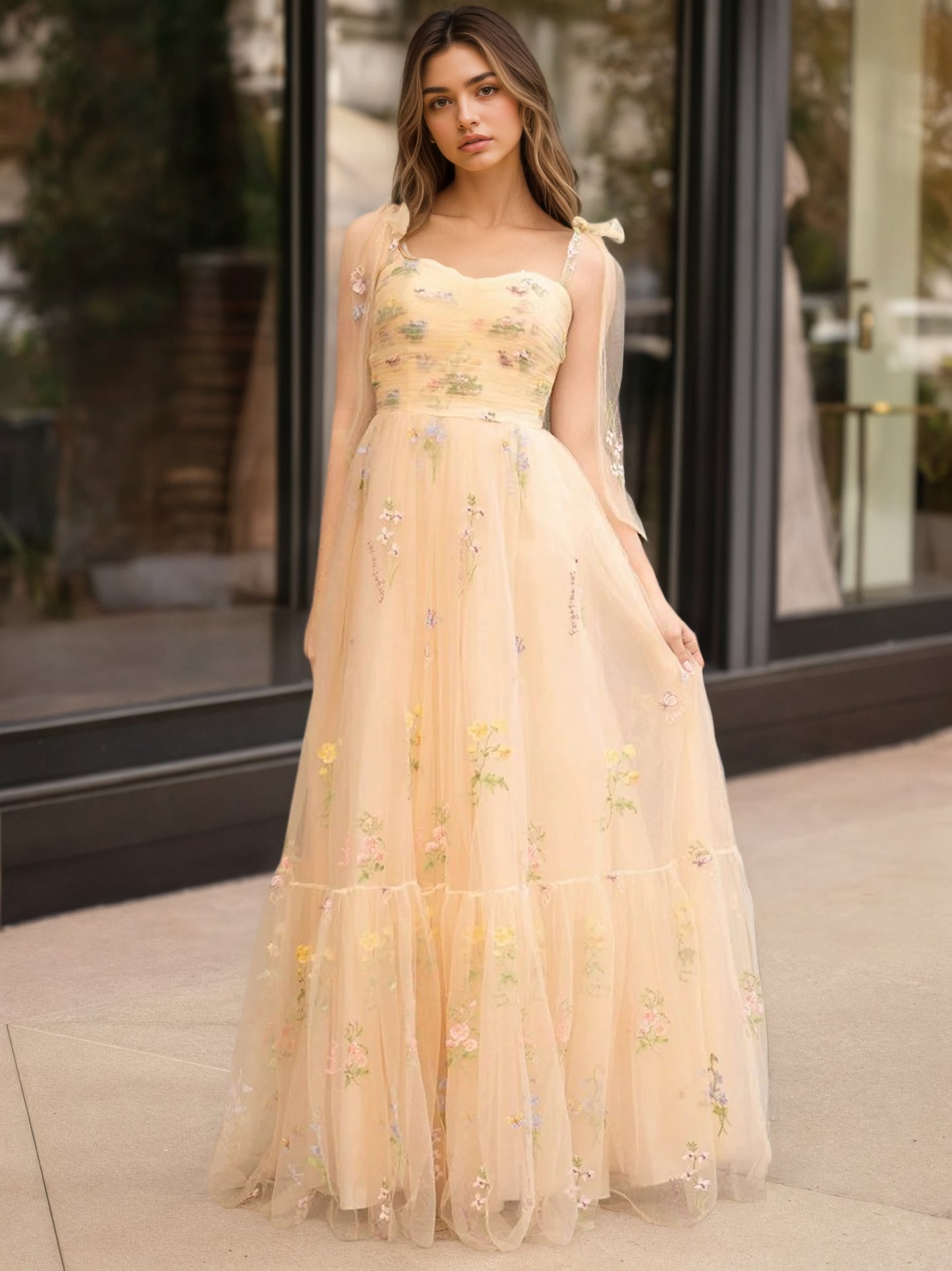 Sevoba|A Line Sweetheart Long Prom Dress with Embroidery