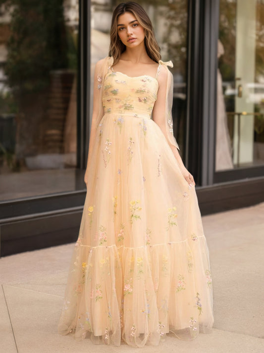 Sevoba|A Line Sweetheart Long Prom Dress with Embroidery