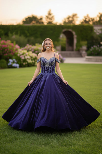 Elegant Lace Ball Gown Cold Shoulder Quinceañera Dress With Sparkle | Sevoba