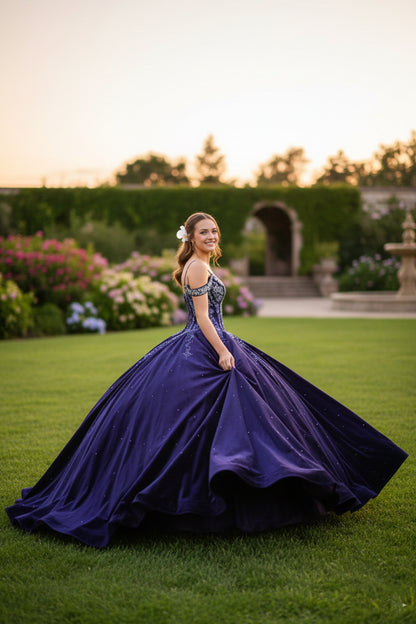 Elegant Lace Ball Gown Cold Shoulder Quinceañera Dress With Sparkle | Sevoba