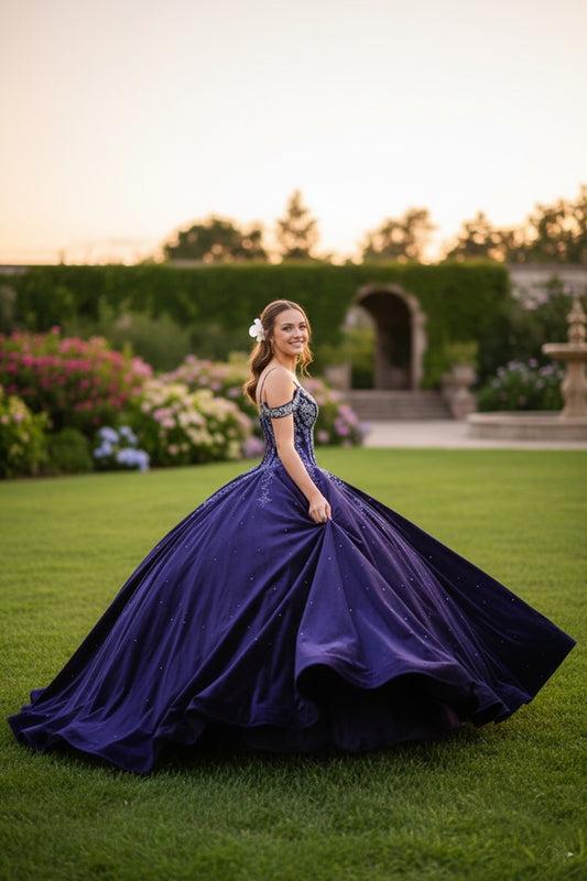 Elegant Lace Ball Gown Cold Shoulder Quinceañera Dress With Sparkle | Sevoba