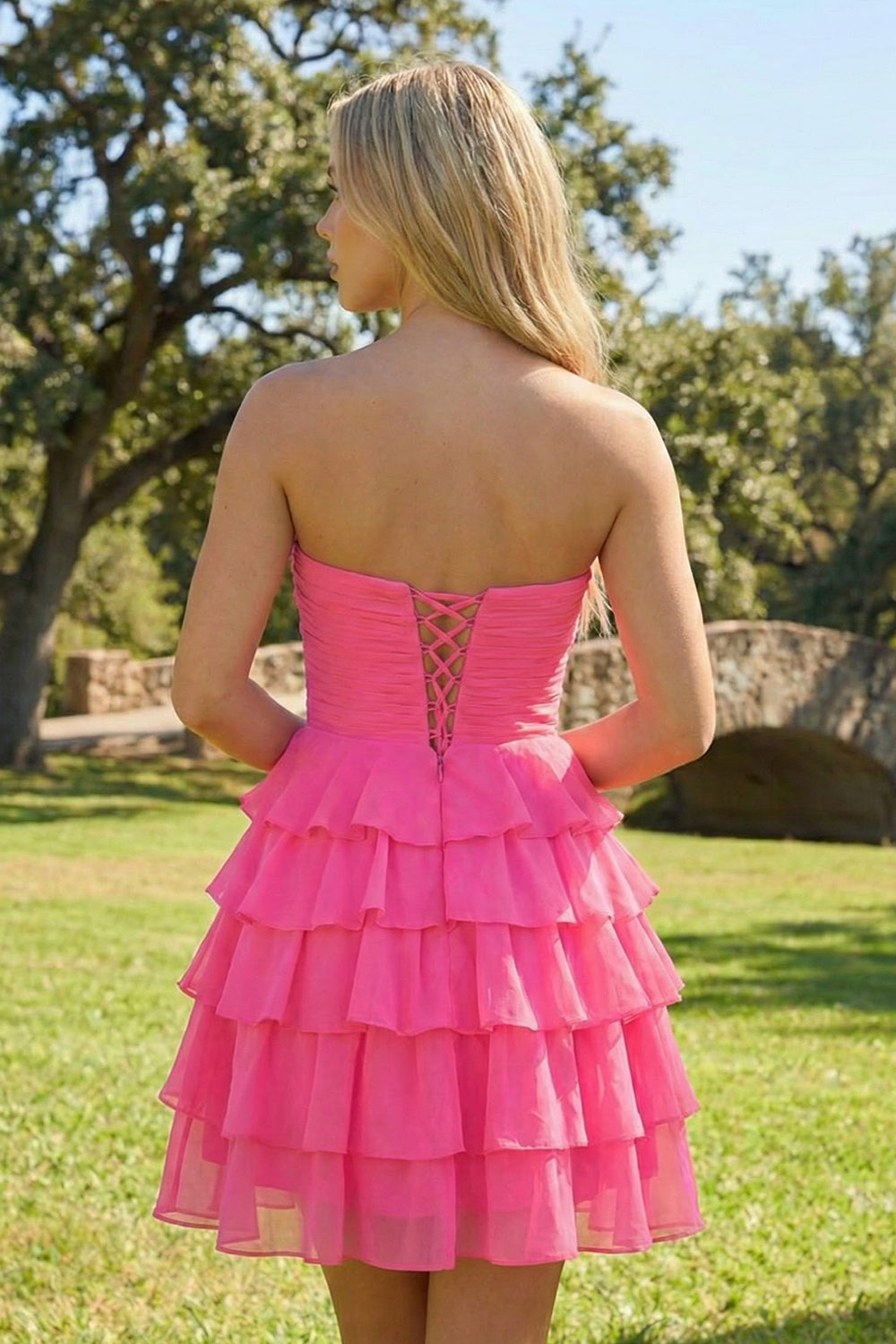 A Line Tulle Ruffles Sweetheart Short Homecoming Dresses with Bow | Sevoba