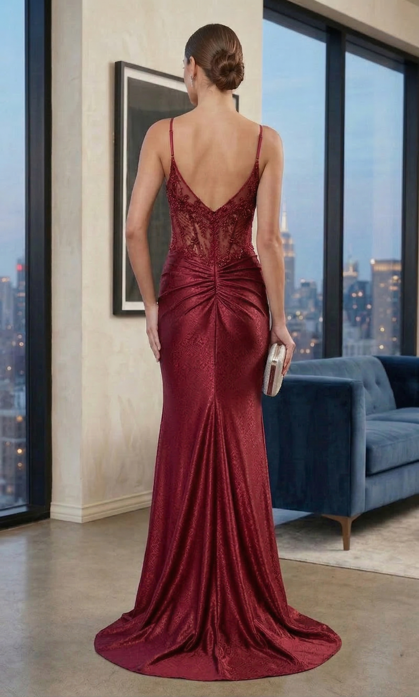 Sheer Lace Corset Bodice Mermaid Prom Dress with Slit | Sevoba