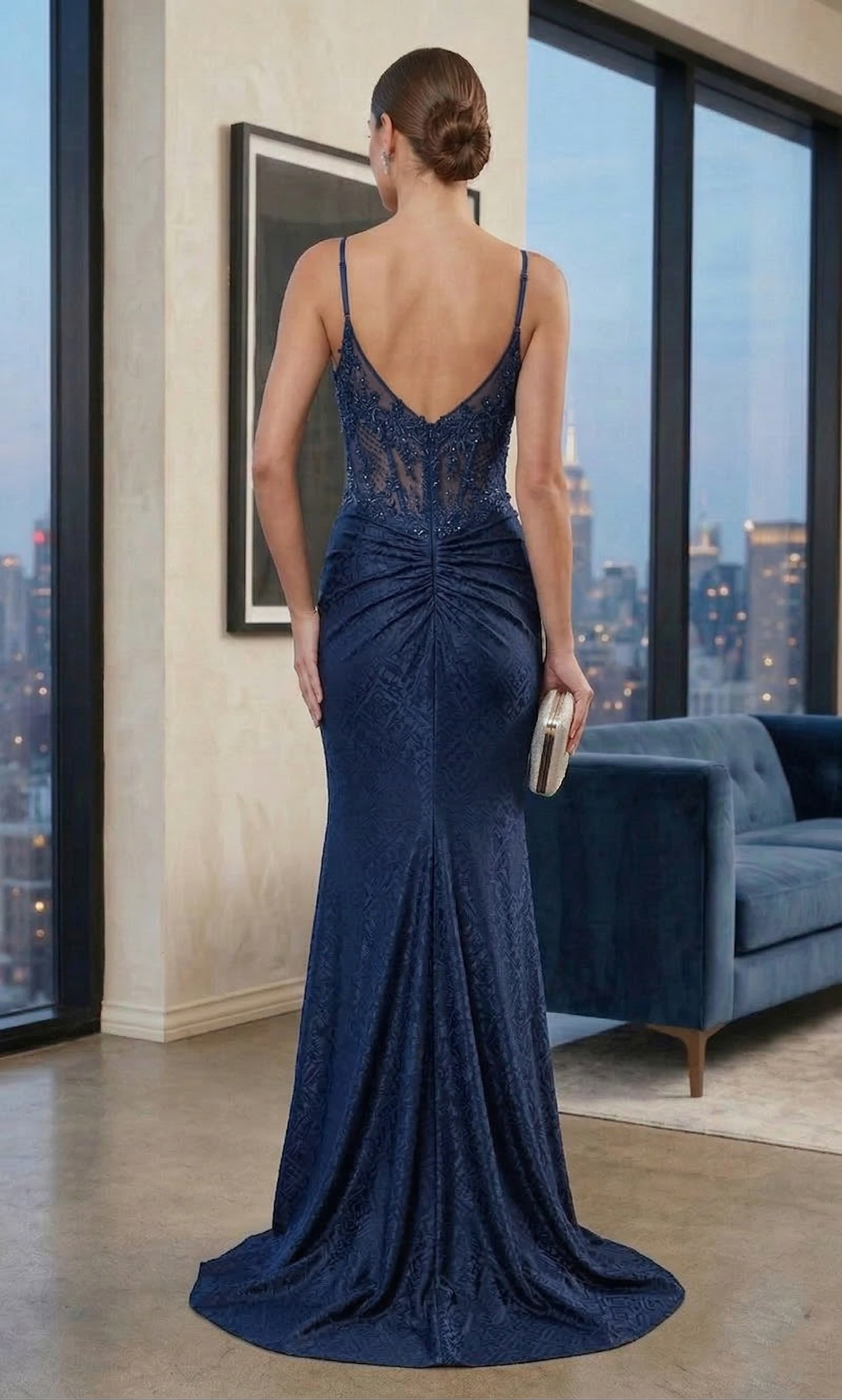 Sheer Lace Corset Bodice Mermaid Prom Dress with Slit | Sevoba