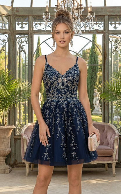 Short Beaded Lace A-Line Homecoming Dress | Sevoba