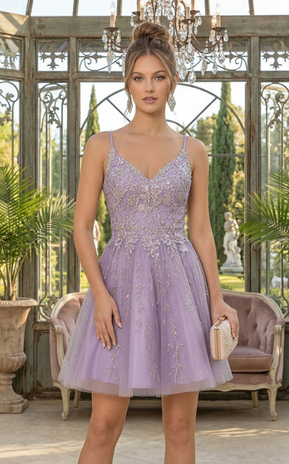 Short Beaded Lace A-Line Homecoming Dress | Sevoba