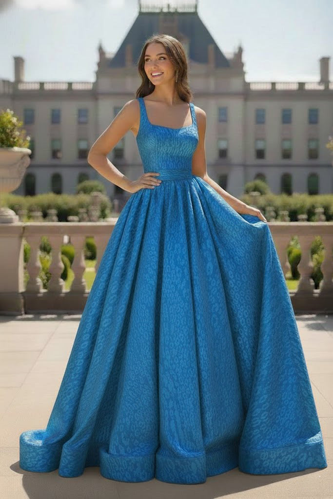 Soft Square Neck Leopard Print Ball Gown Prom Dress | Sevoba