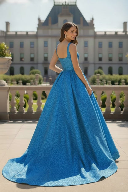 Soft Square Neck Leopard Print Ball Gown Prom Dress | Sevoba