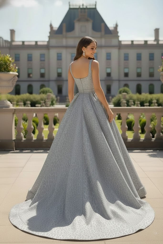 Soft Square Neck Leopard Print Ball Gown Prom Dress | Sevoba