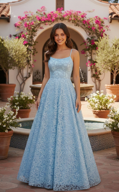 Spaghetti Strap Lace Corset A-Line Prom Dress | Sevoba