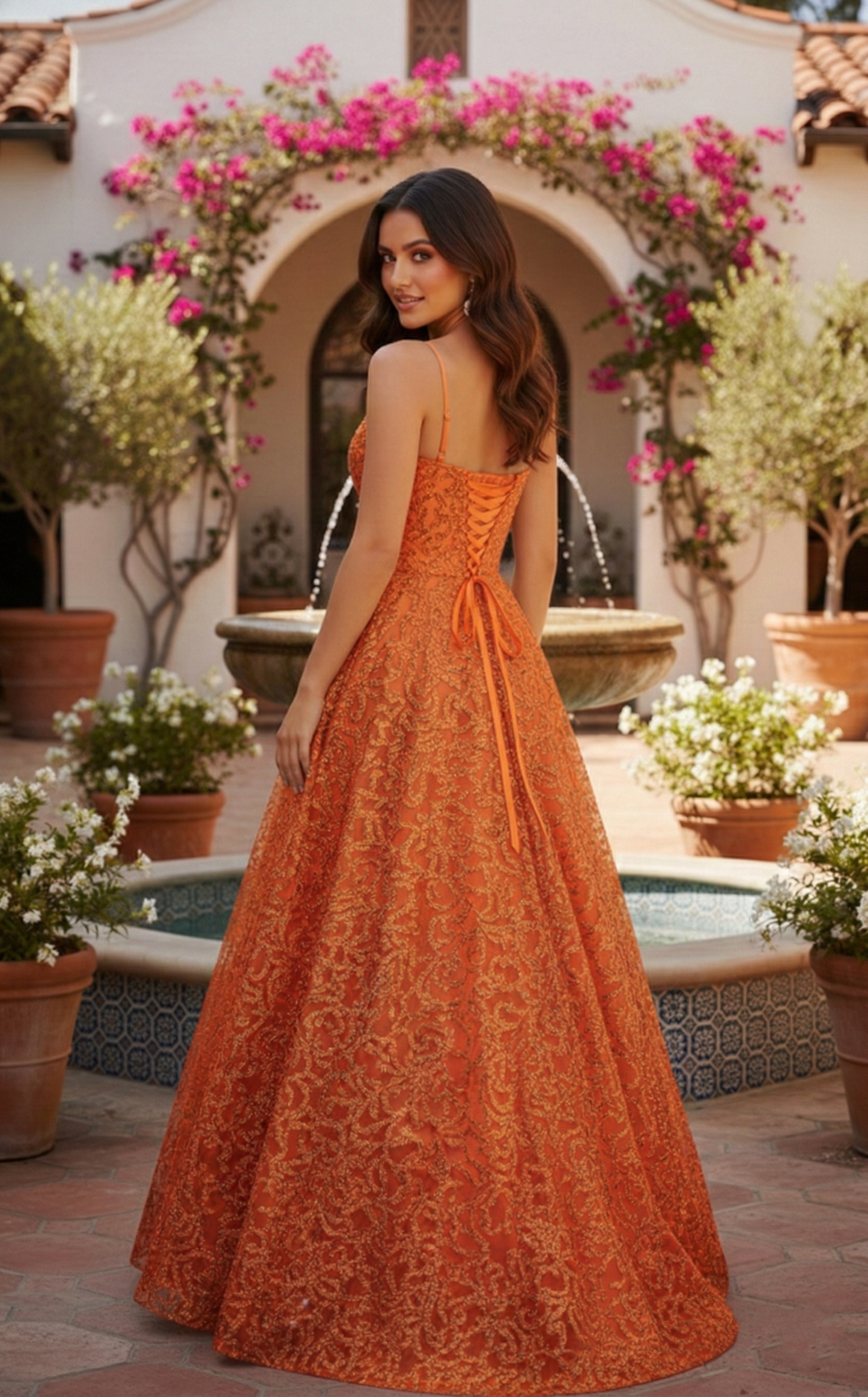 Spaghetti Strap Lace Corset A-Line Prom Dress | Sevoba