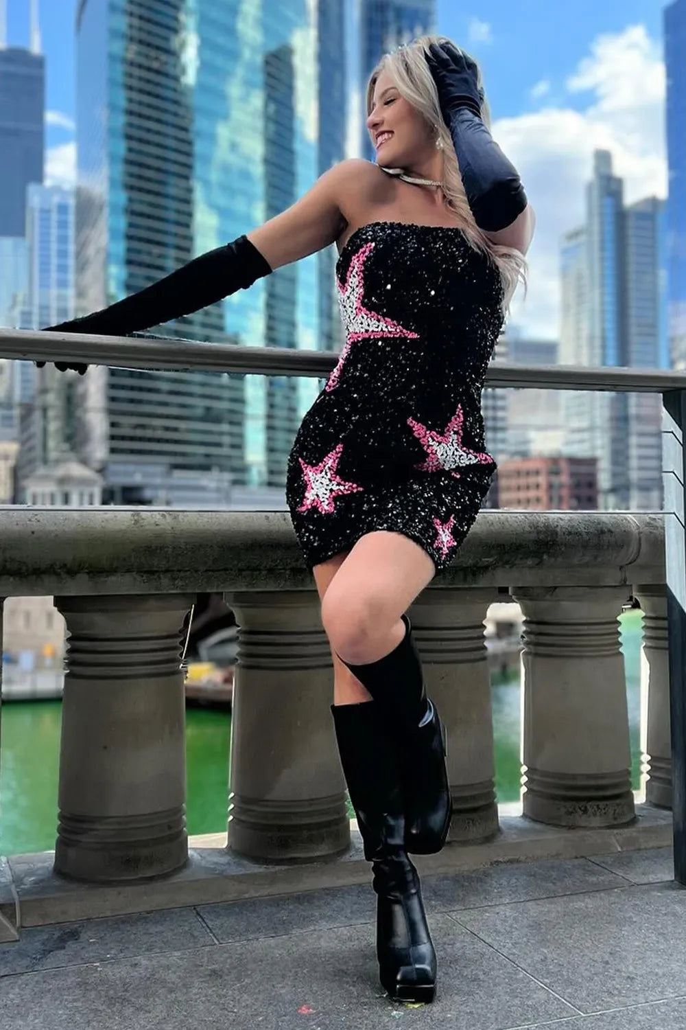 Sparkly Black Strapless Sequins Bodycon Short Homecoming Dress