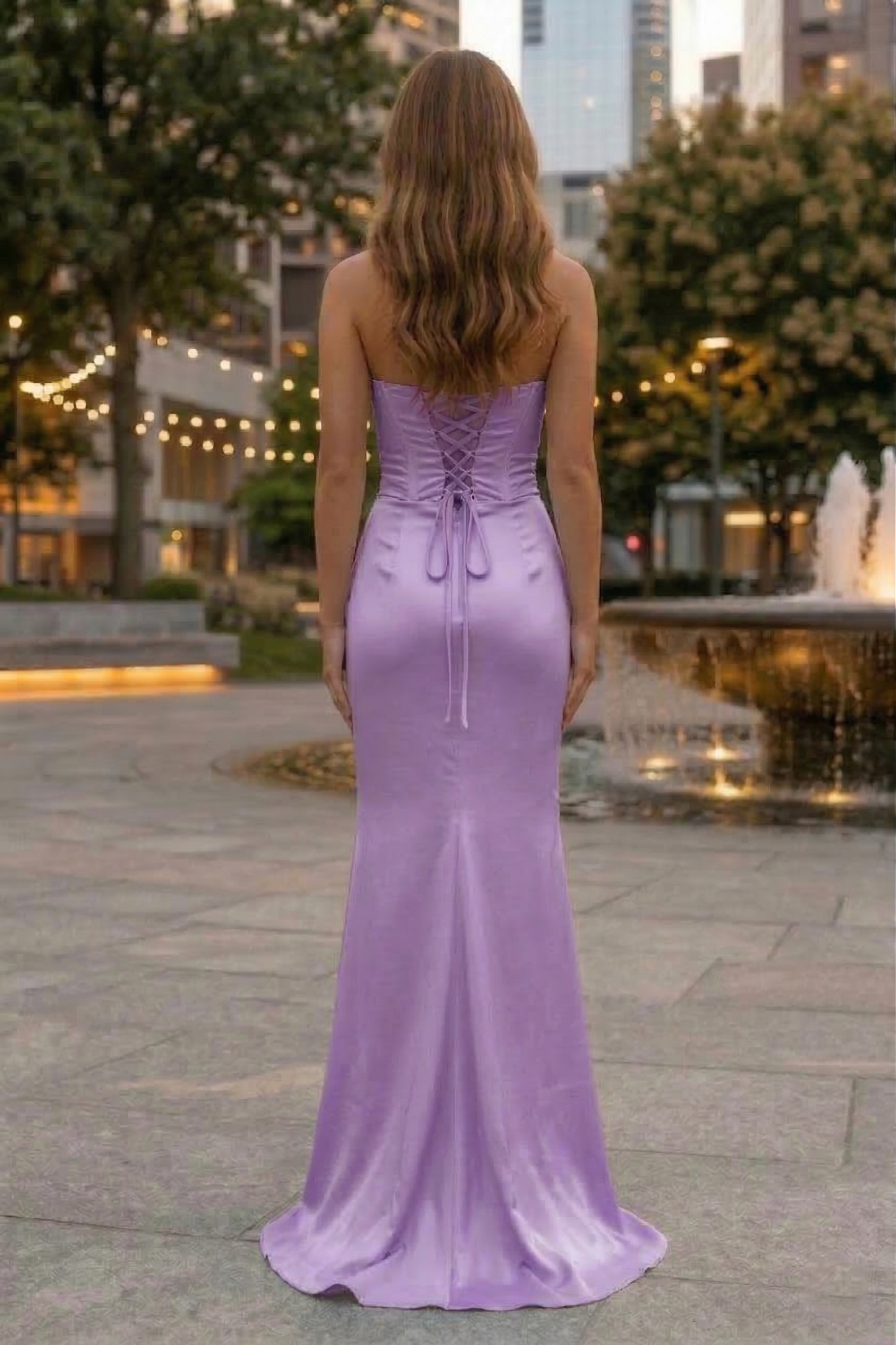 Strapless Corset Satin Mermaid Prom Dress with Waist Cutout | Sevoba