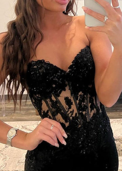 Sevoba|Sheath Sweetheart Long Satin Prom Dress with Slit