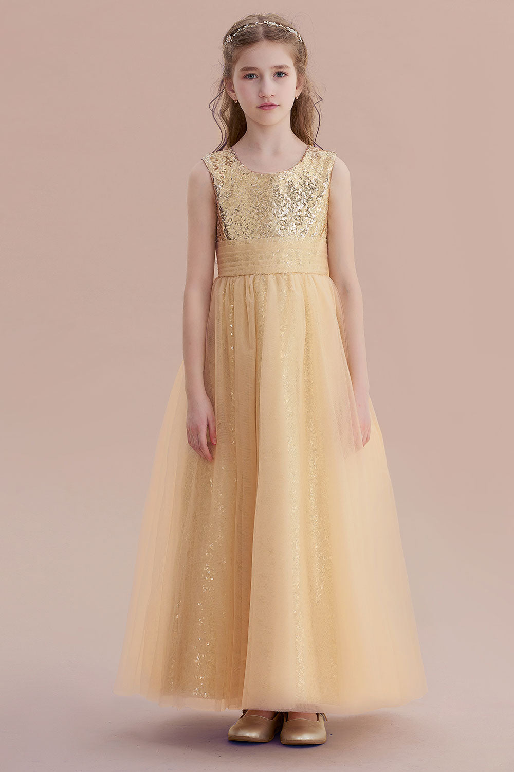 A-Line Awesome Sequins Tulle Flower Girl Dress