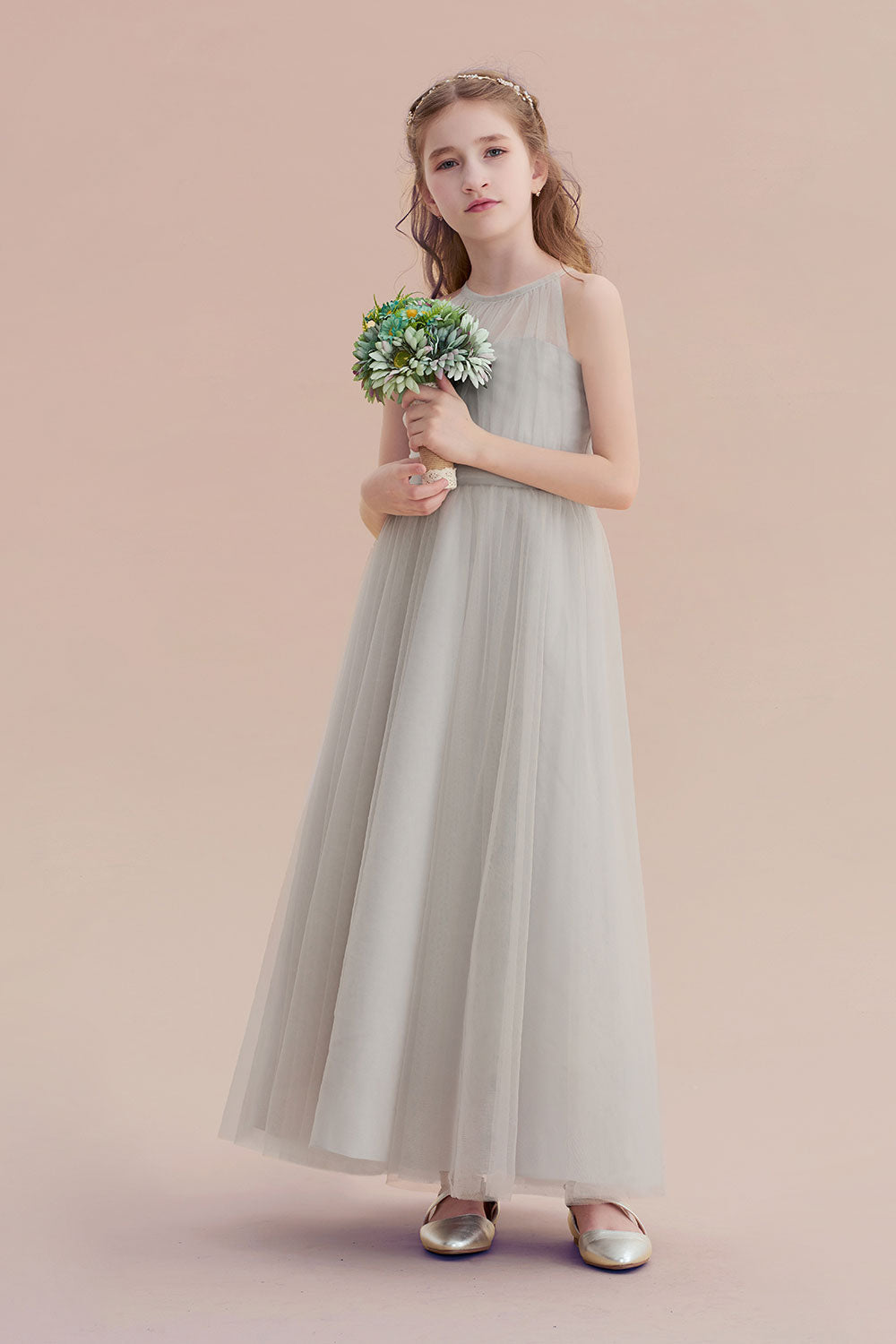 A-Line Chic Ankle Length Tulle Flower Girl Dress