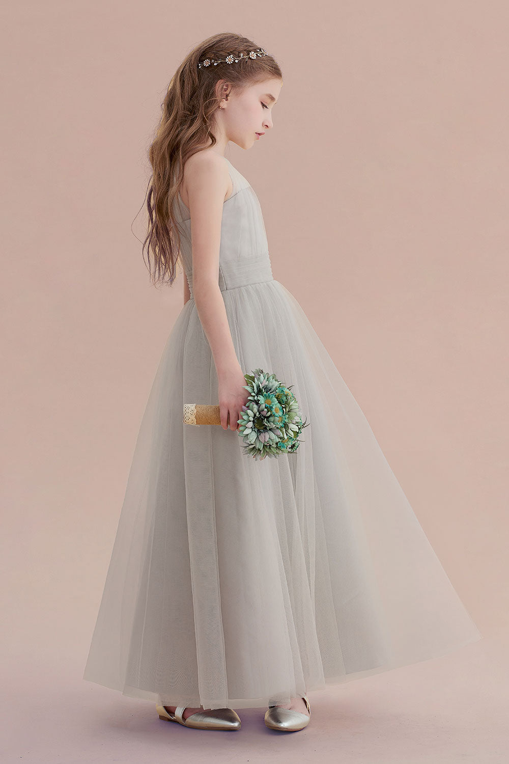 A-Line Chic Ankle Length Tulle Flower Girl Dress