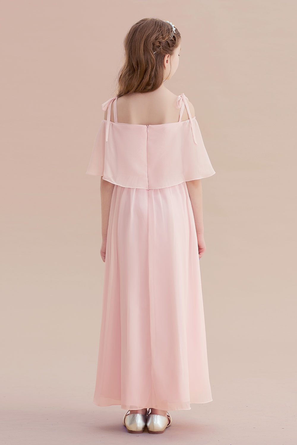 A-Line Cold-shoulder Chiffon Flower Girl Dress