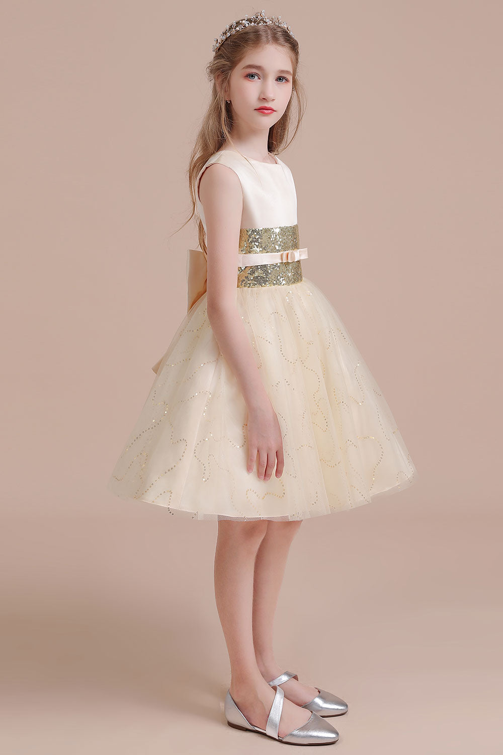 A-Line Cute Sequins Tulle Flower Girl Dress