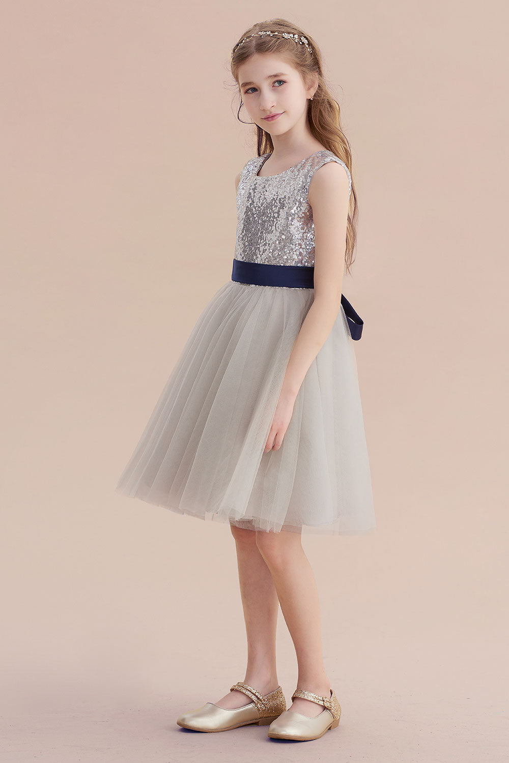 A-Line Elegant Sequins Tulle Flower Girl Dress On Sale