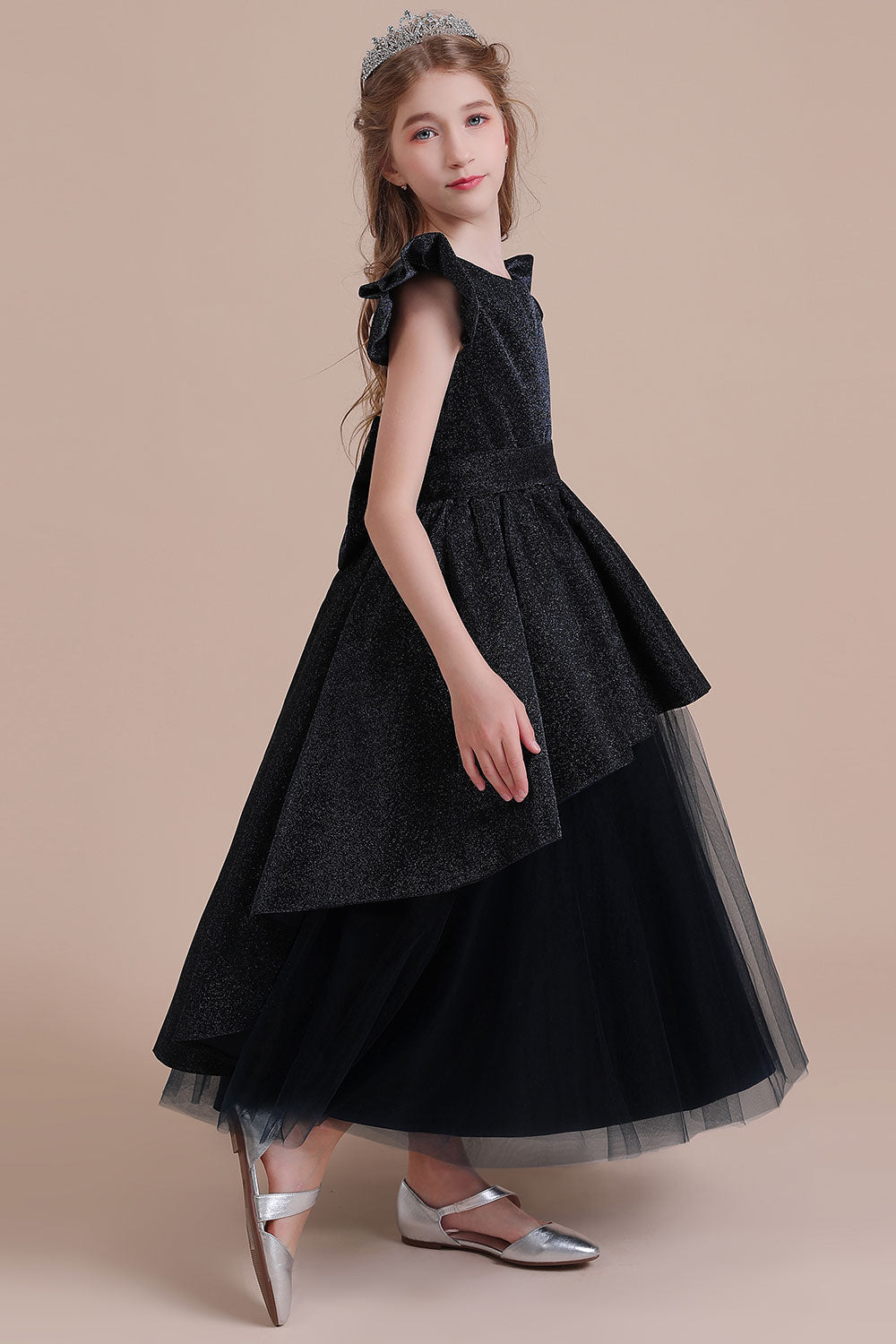 A-Line Glitter Cap Sleeve Tulle Flower Girl Dress On Sale