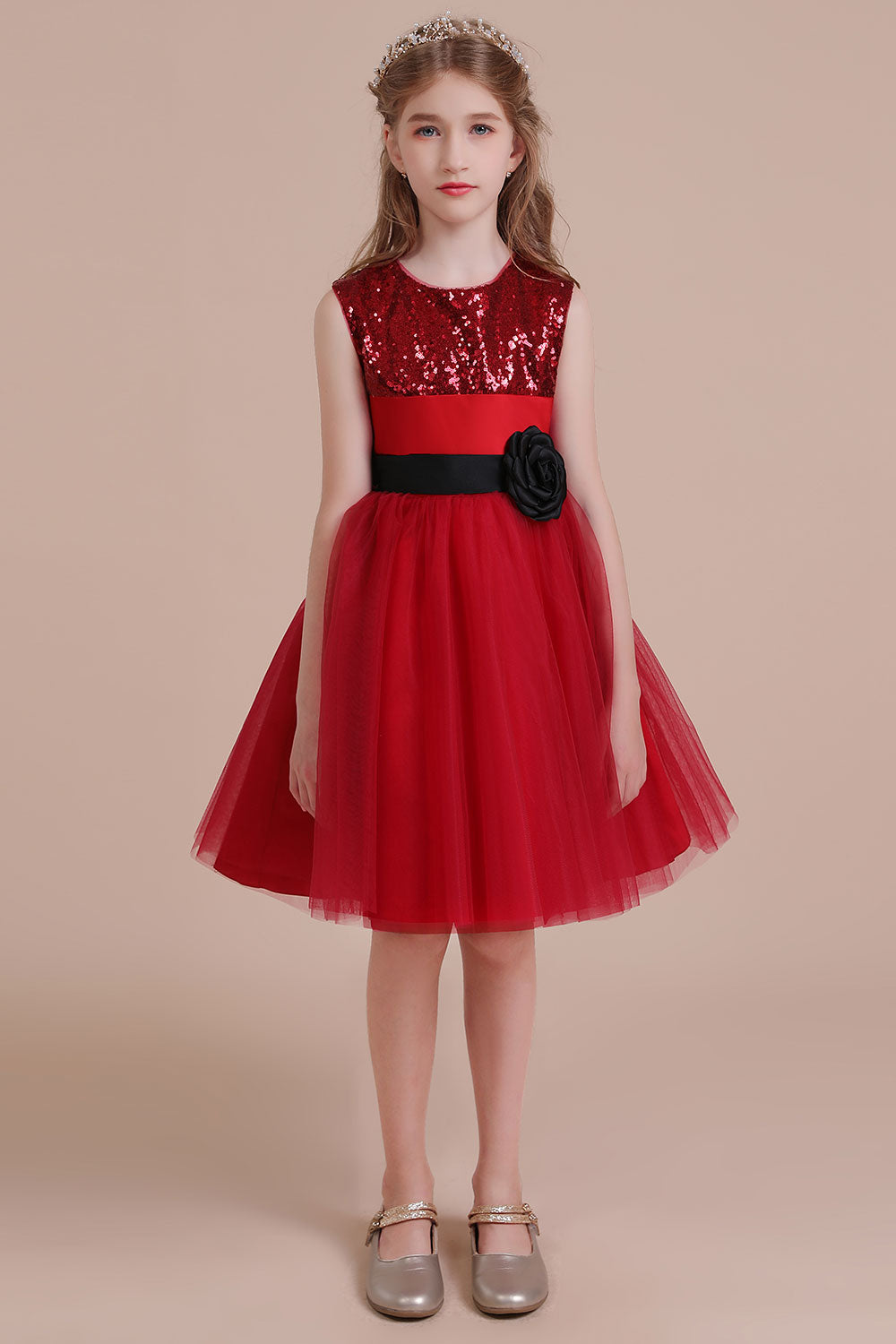 A-Line Graceful Sequins Tulle Flower Girl Dress