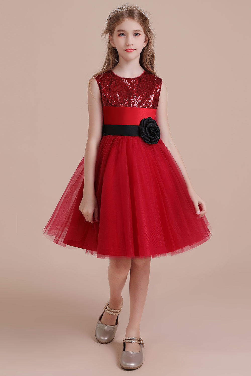 A-Line Graceful Sequins Tulle Flower Girl Dress