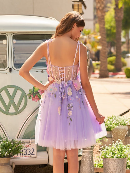 Sevoba|A-Line Lavender Bloom Mini Homecoming Dress