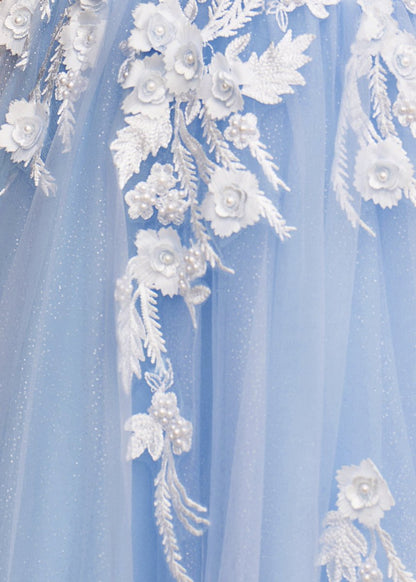 A Line One Shoulder Black Long Prom Dress with Appliques