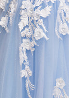 Sevoba | A Line One Shoulder Black Long Prom Dress with Appliques