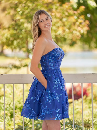 Sevoba|A-Line Red Short Homecoming Dress with Sequins