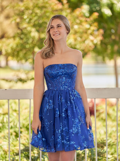 Sevoba|A-Line Red Short Homecoming Dress with Sequins