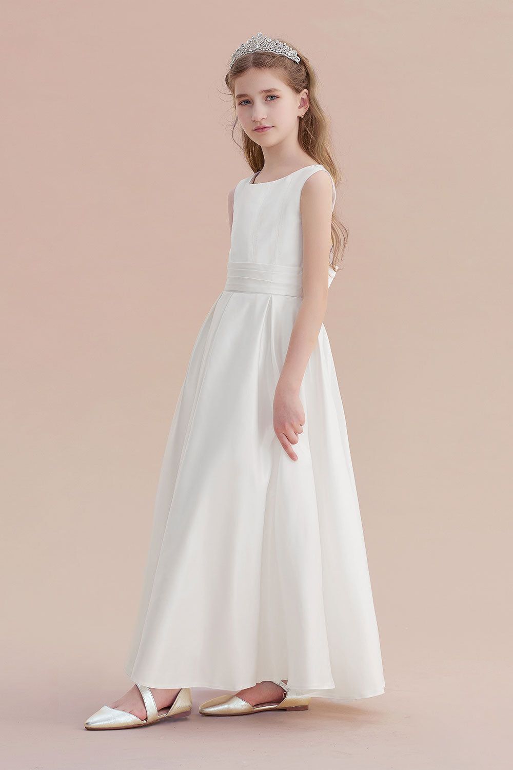 A-Line Simple Satin Flower Girl Dress On Sale