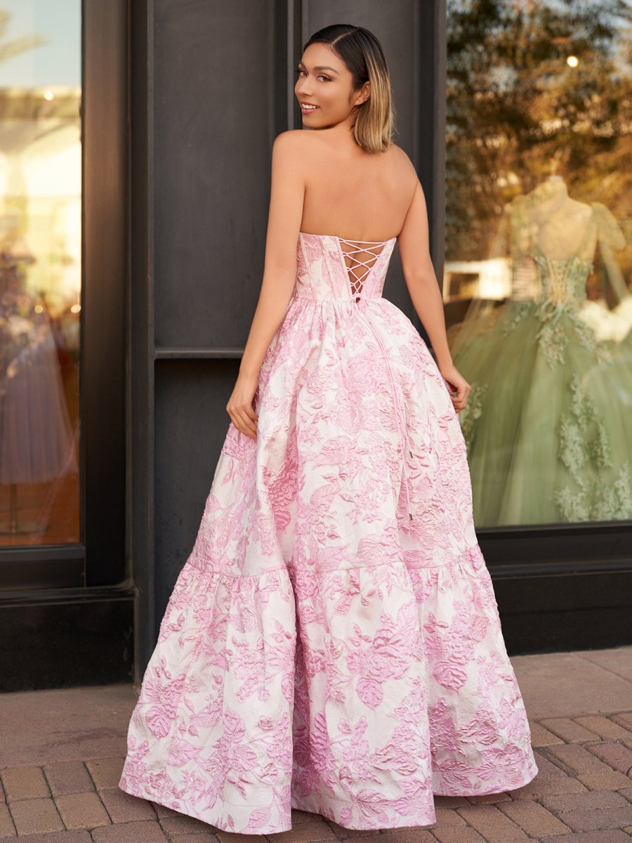 Sevoba | A-Line Sweetheart Floral Printed Long Prom Dresses