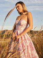 Sevoba | A-Line Sweetheart Floral Printed Long Prom Dresses