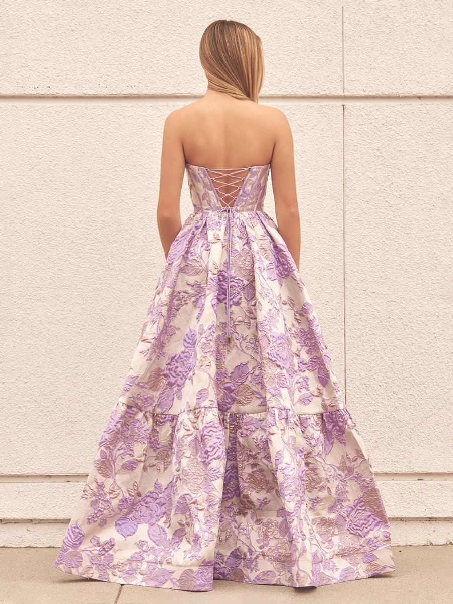 Sevoba|A-Line Sweetheart Floral Printed Long Prom Dresses