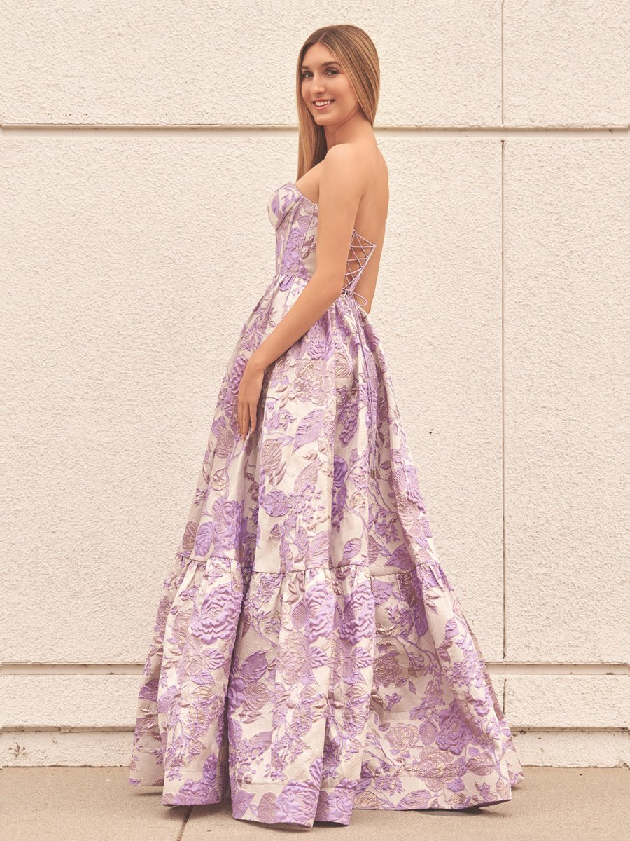 Sevoba | A-Line Sweetheart Floral Printed Long Prom Dresses