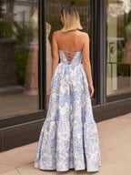 Sevoba | A-Line Sweetheart Floral Printed Long Prom Dresses