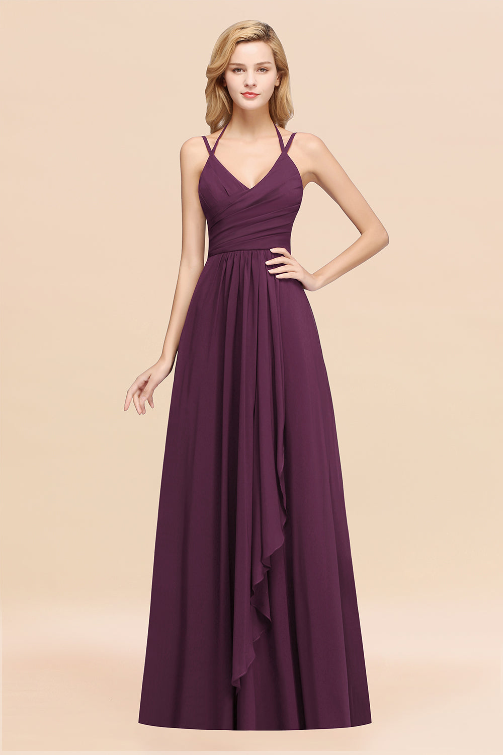 Affordable Chiffon Burgundy Bridesmaid Dresses With Spaghetti Straps